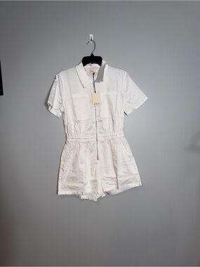 Elan White Short Sleeve Womens Romper